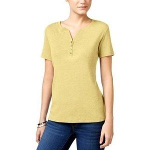 Karen Scott Cotton Henley Top Yellow S